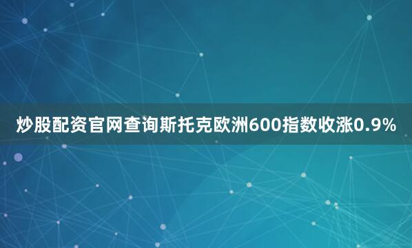 炒股配资官网查询　　斯托克欧洲600指数收涨0.9%